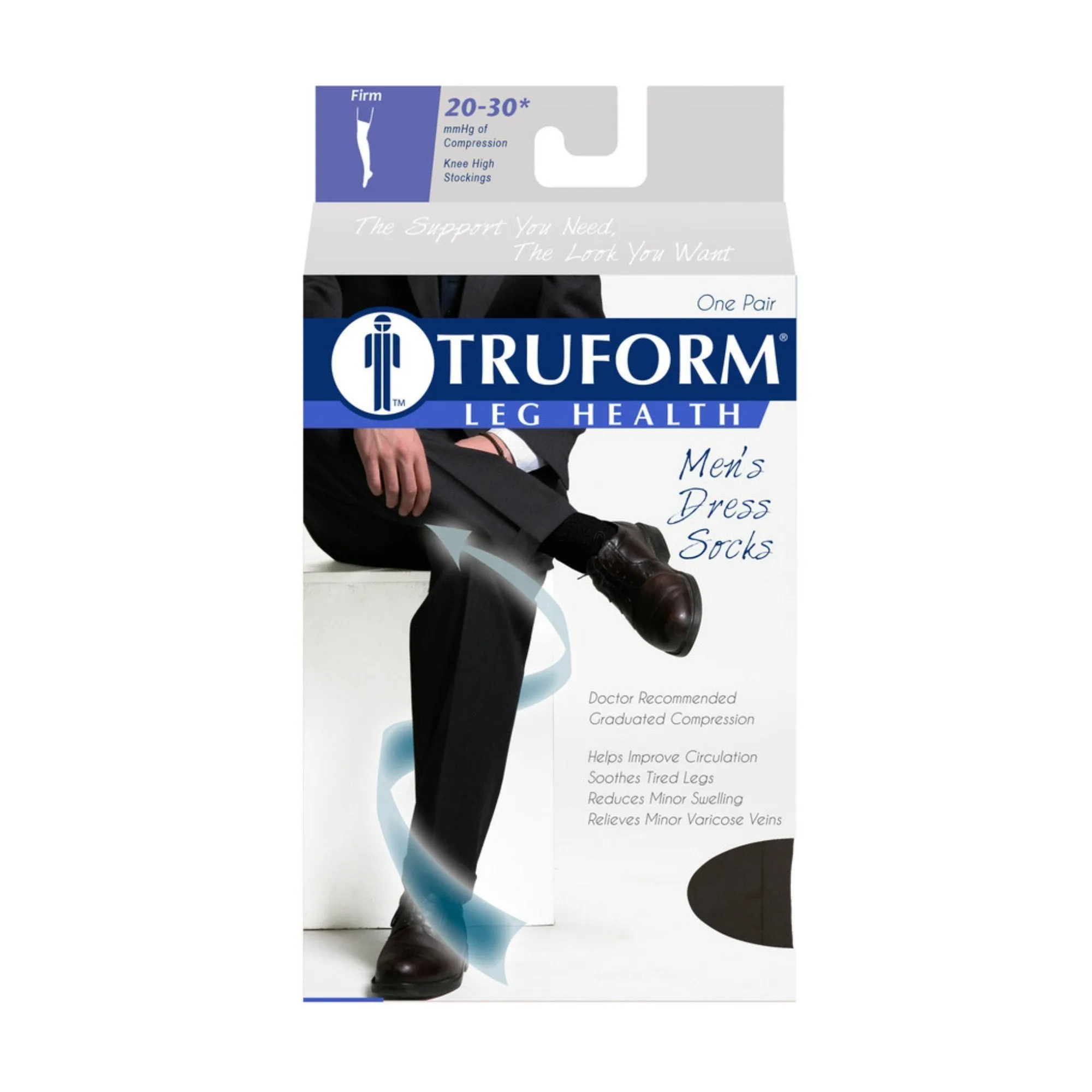 TRUFORM® Men's Dress Knee High 20-30 mmHg