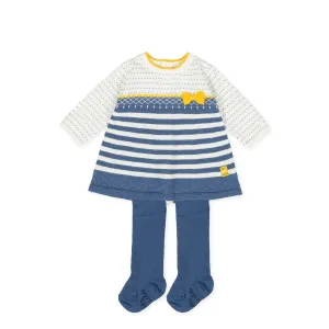 Tutto Piccolo 9204 Vestido Tricot Knitted Dress With Tights - Dark Blue