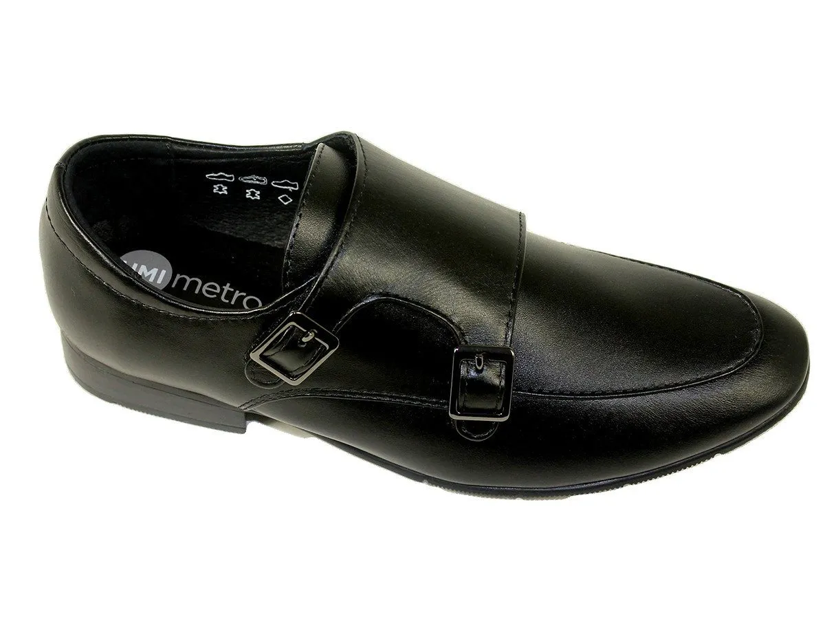 Umi 21337 Leather Boy's Shoe - Double Monk Strap - Black