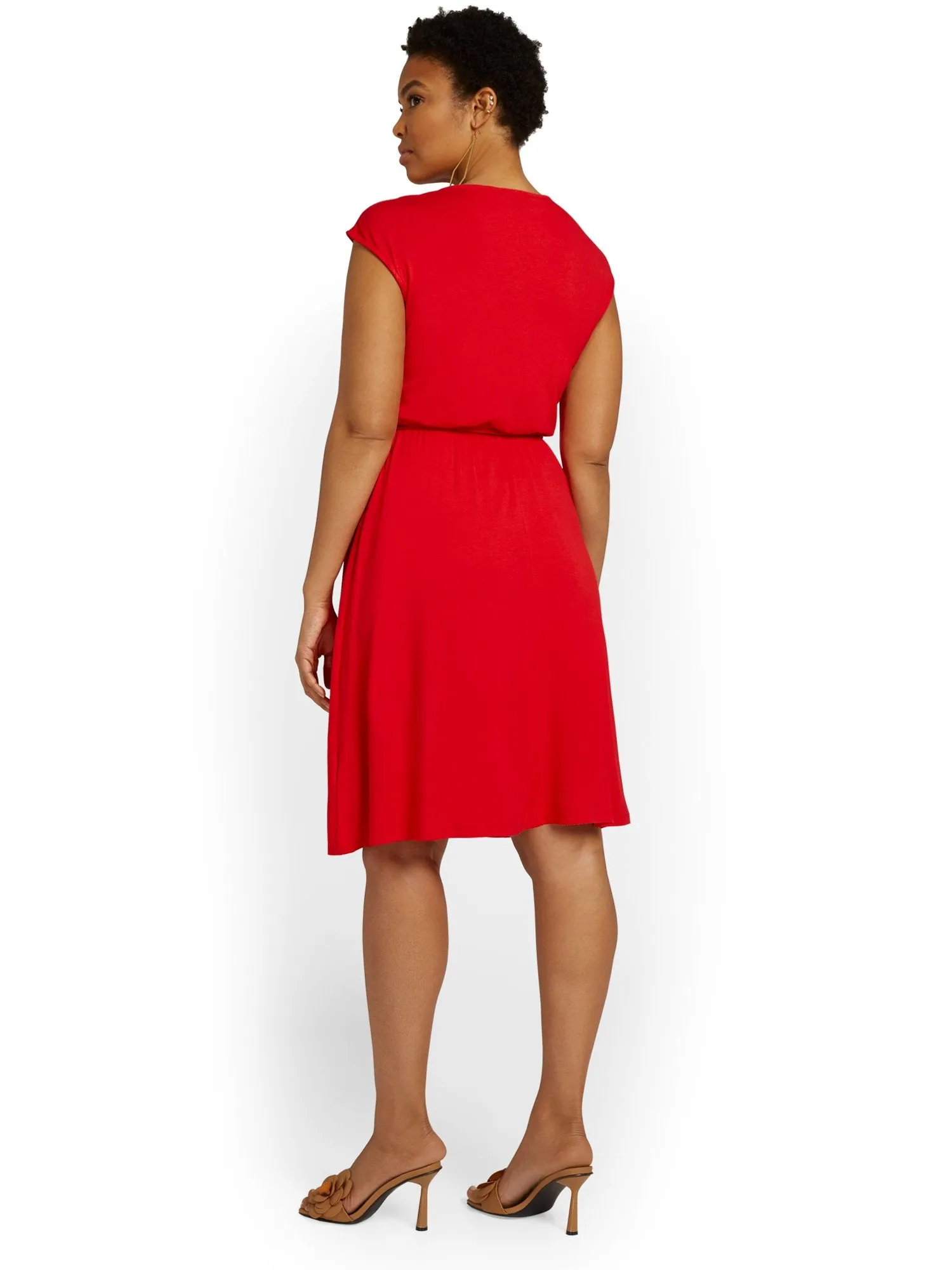 V-Neck Tie Waist Dress
