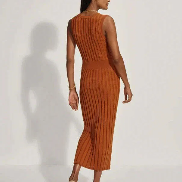 Varley - Florian Ribbed Bodycon - Rust