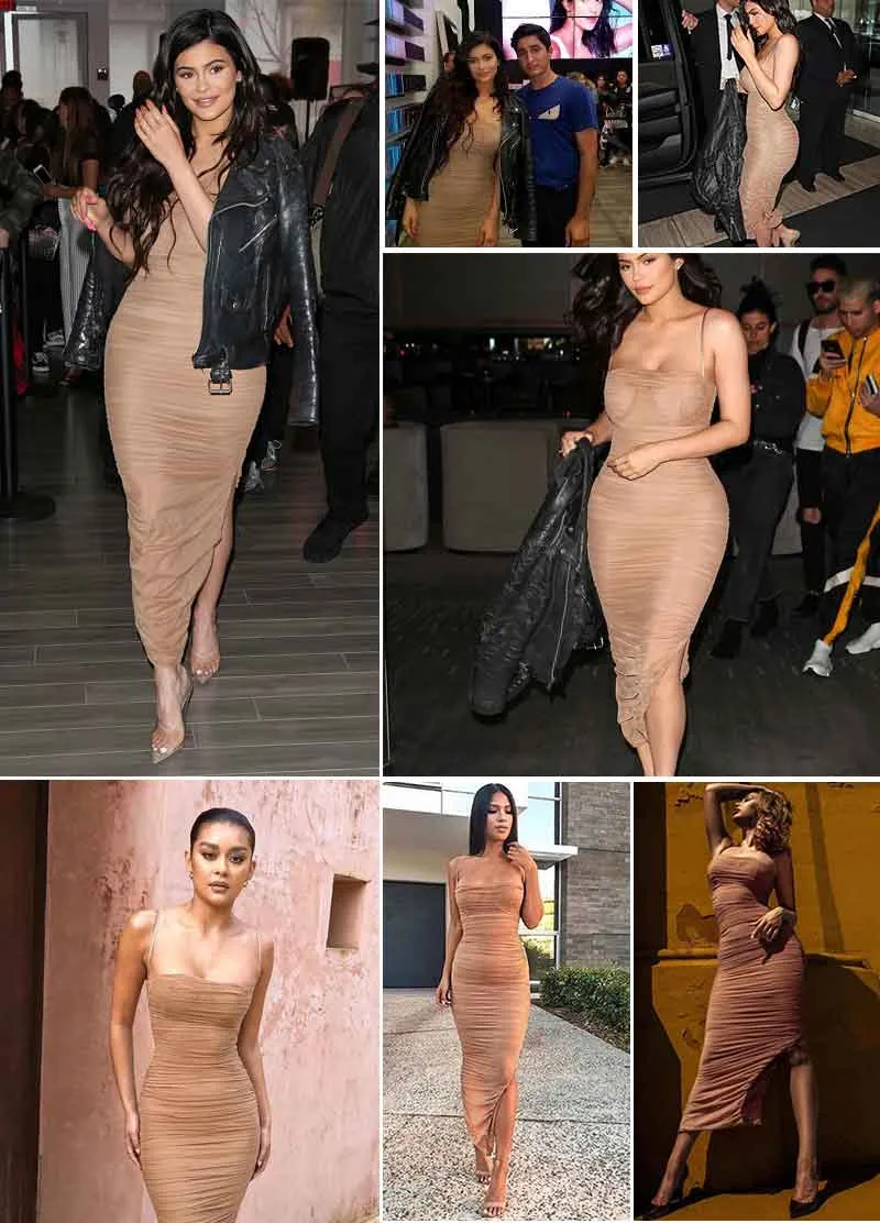 VenusFox Ruched Sheer Sexy Maxi Dress