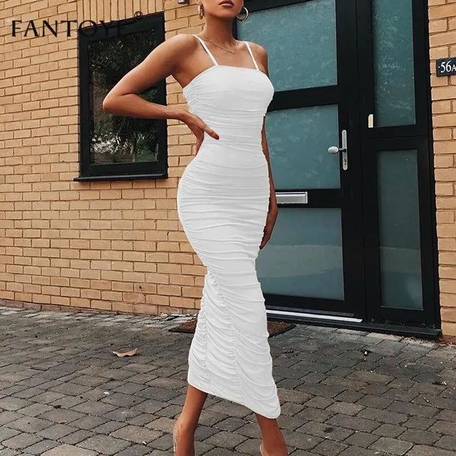 VenusFox Ruched Sheer Sexy Maxi Dress