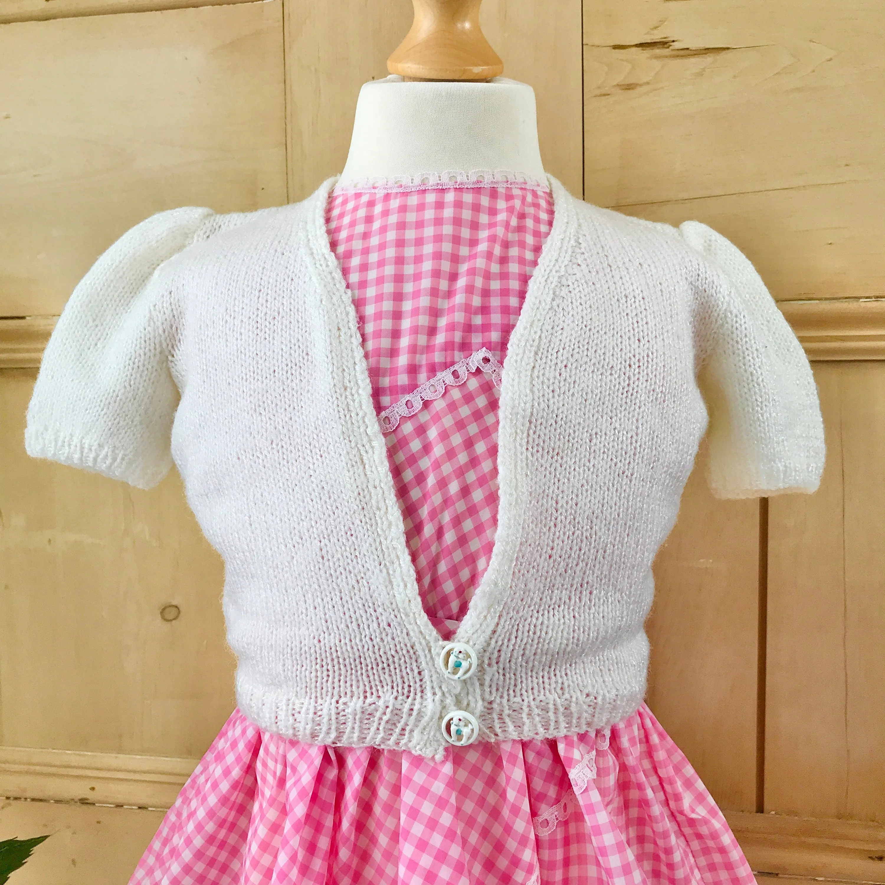Vintage 1960's Pink Gingham Nylon Girl Dress / Blouse French Made 4-5Y