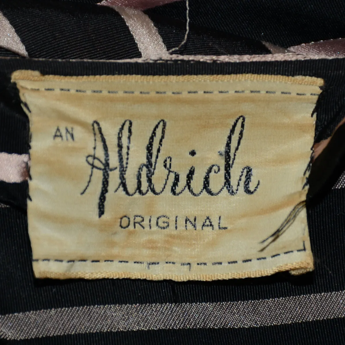 Vintage 40s Black/Pink Party Dress, Short Petal Sleeves,  Aldrich Original 25" Waist