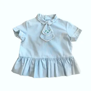 Vintage 60s Baby Blue Pleated Dress French Made 6-9 Months