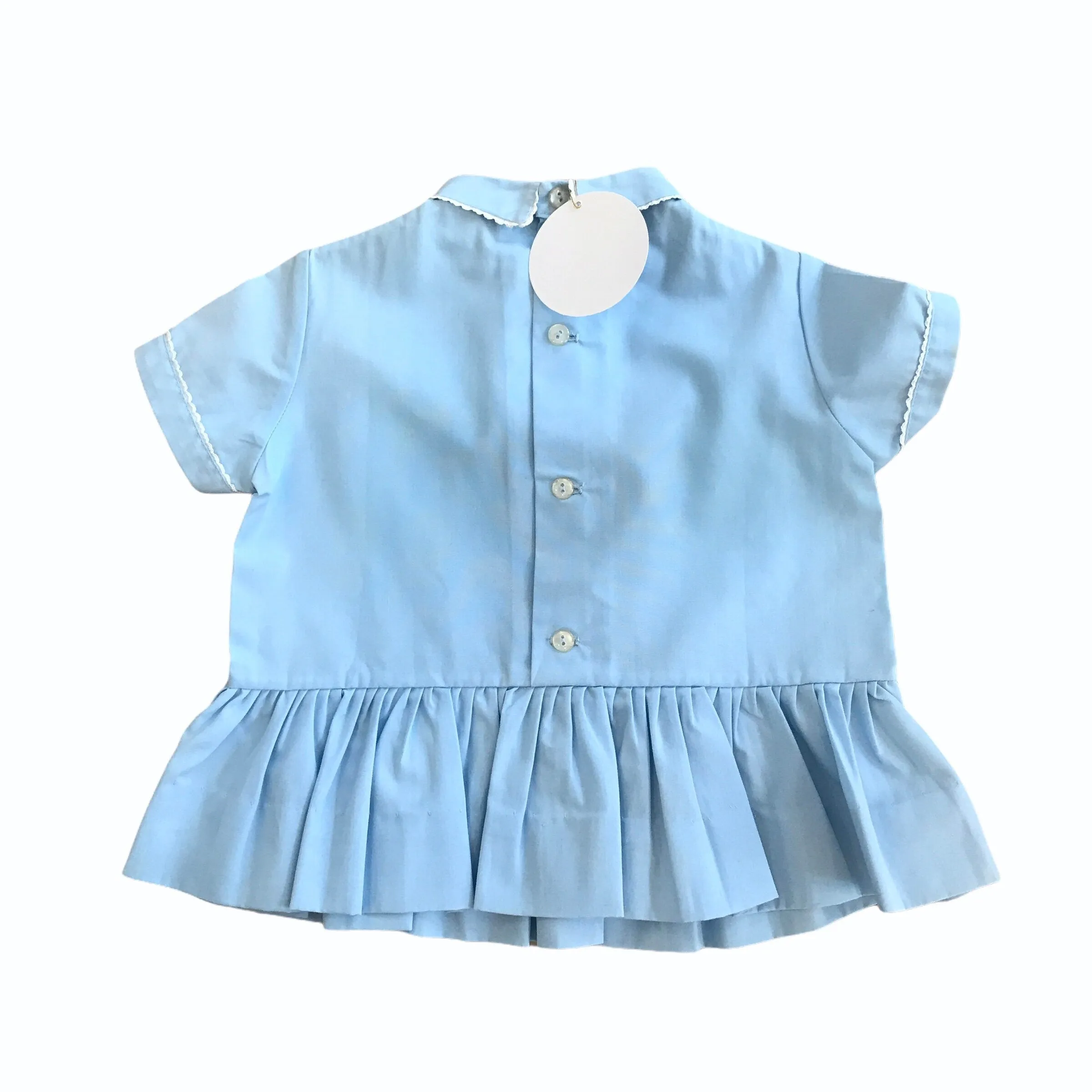 Vintage 60s Baby Blue Pleated Dress French Made 6-9 Months