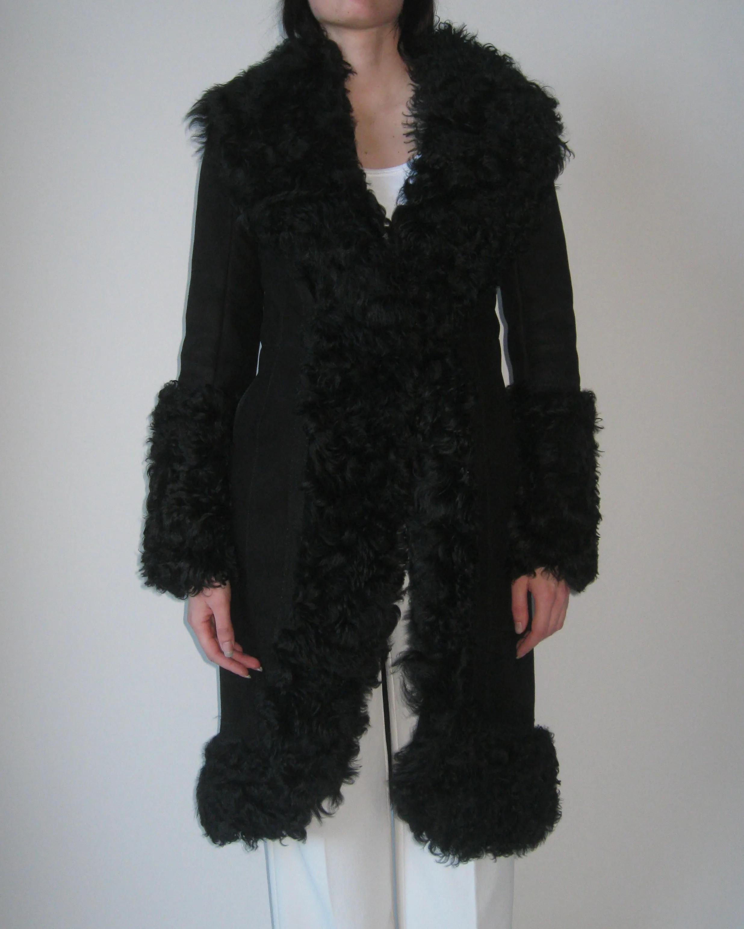 Vintage Black Shearling Coat
