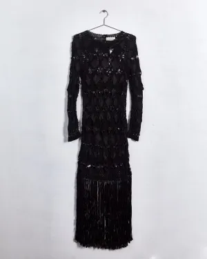 Zimmermann 'fringed macramé' midi dress, black, 14